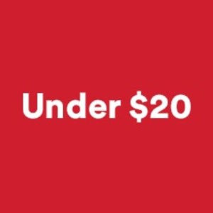 Red circle with "Under $20" printed on top